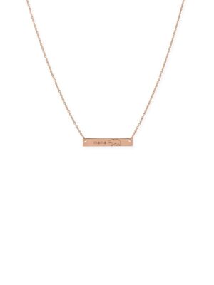 16"+2" 14K Rose Gold Plated Sterling Silver "Mama Bear" Bar Necklace